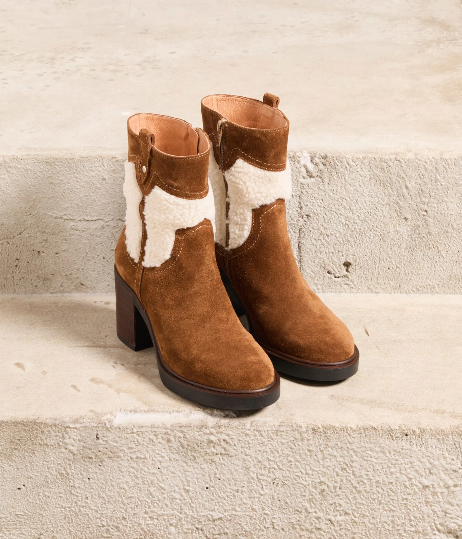 Sale Mellow Yellow Boots camel bi-matière Calamity BEIGE