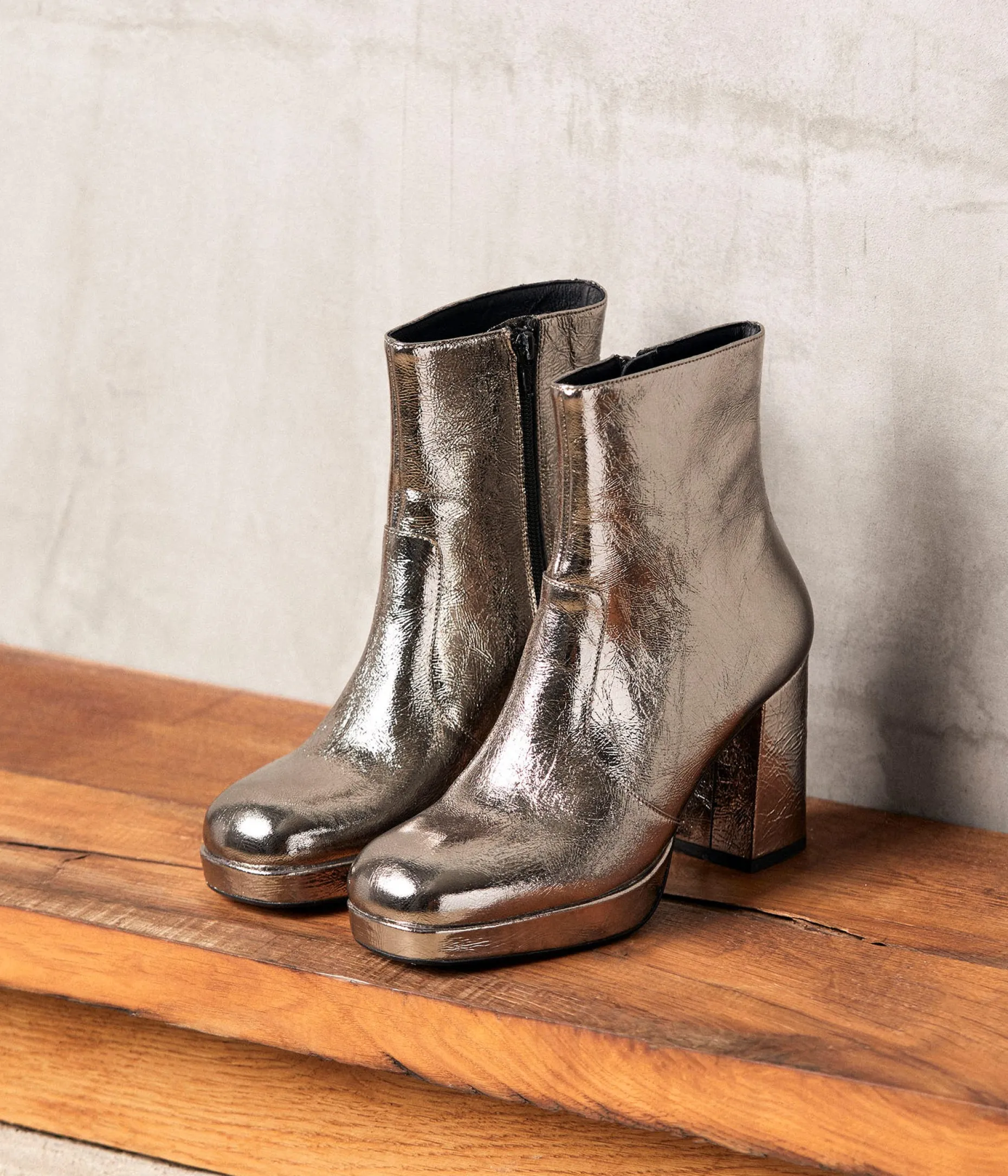 Store Mellow Yellow Boots cuir argent Alissa GRIS