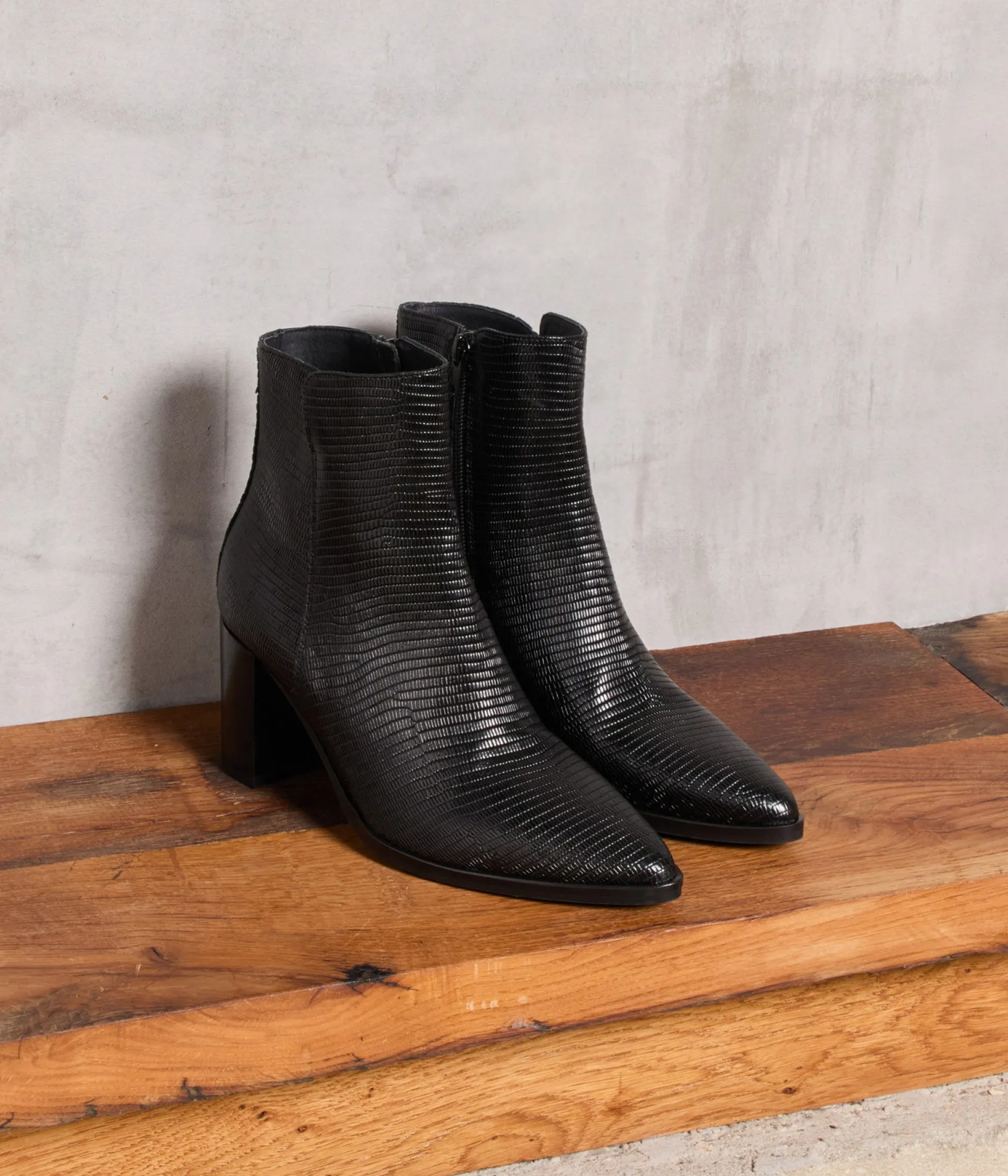 Shop Mellow Yellow Boots cuir croco Vanessa NOIR