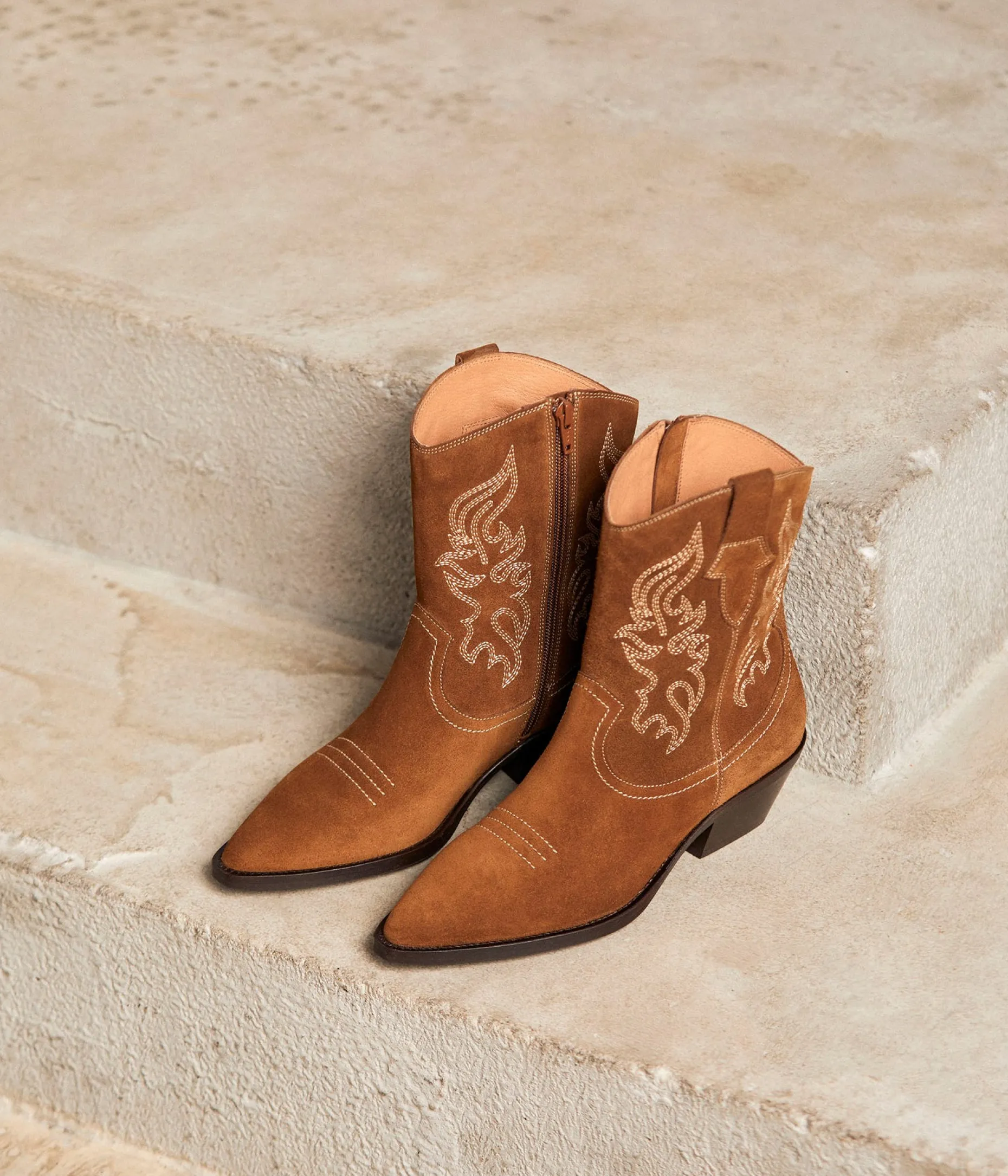 Store Mellow Yellow Boots Western velours Rio CAMEL