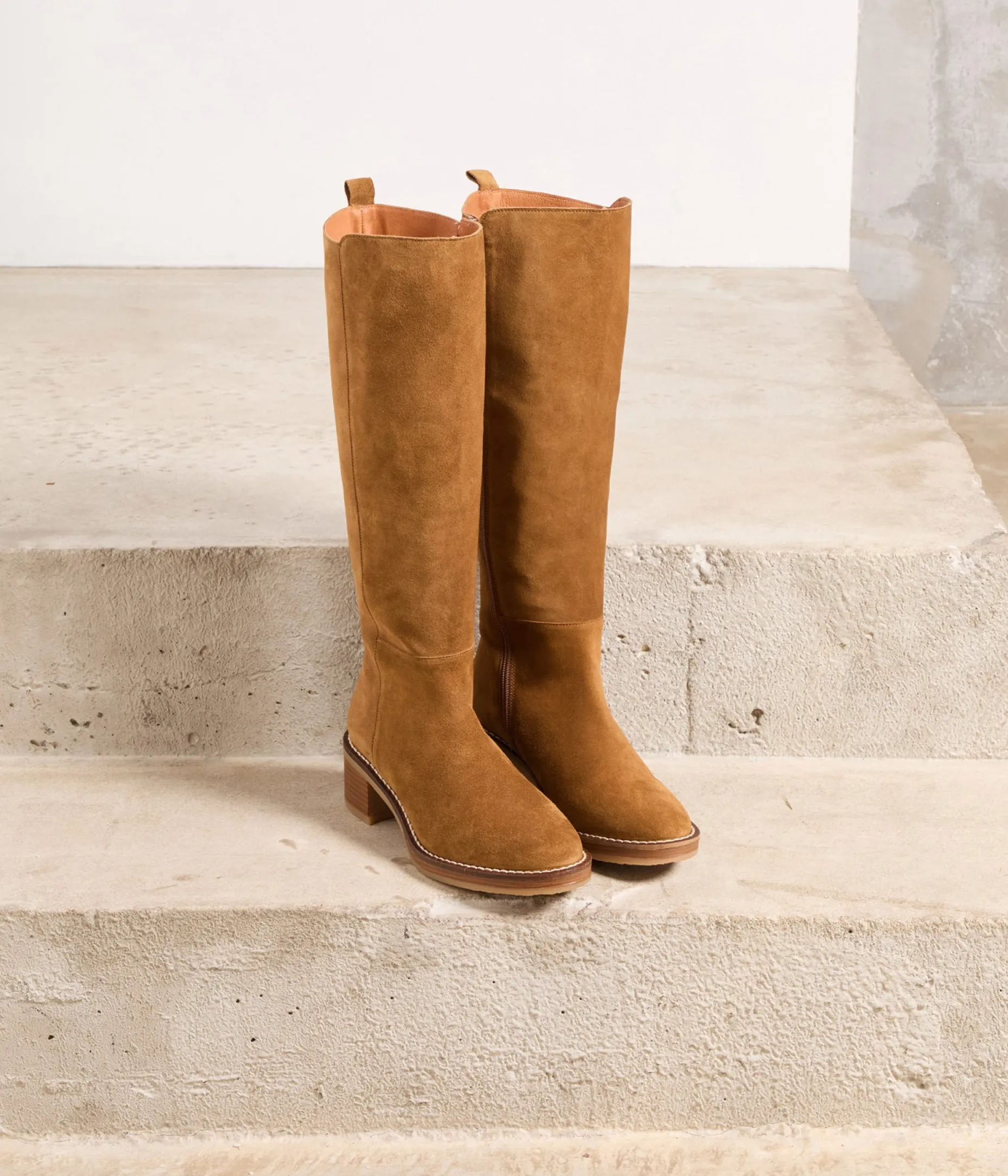 Best Mellow Yellow Bottes velours Astrid CAMEL