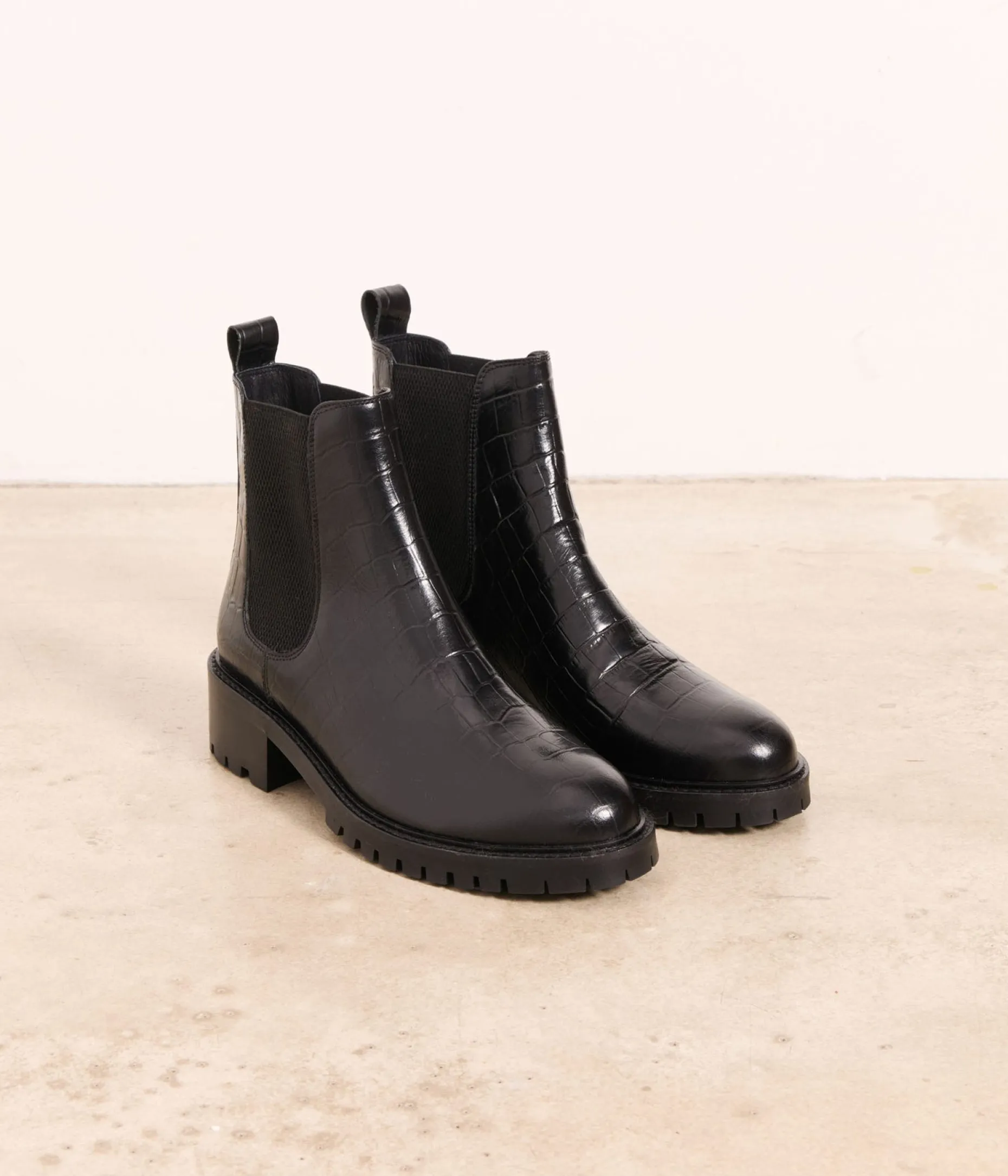 Fashion Mellow Yellow Chelsea boots croco Adolie NOIR