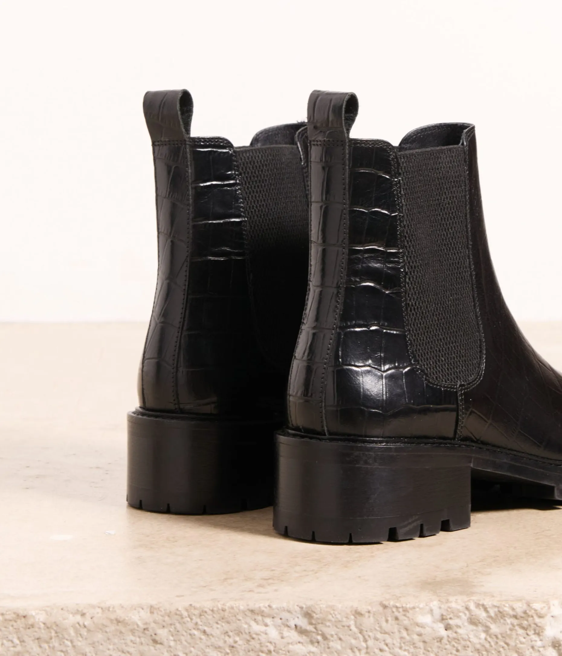 Fashion Mellow Yellow Chelsea boots croco Adolie NOIR